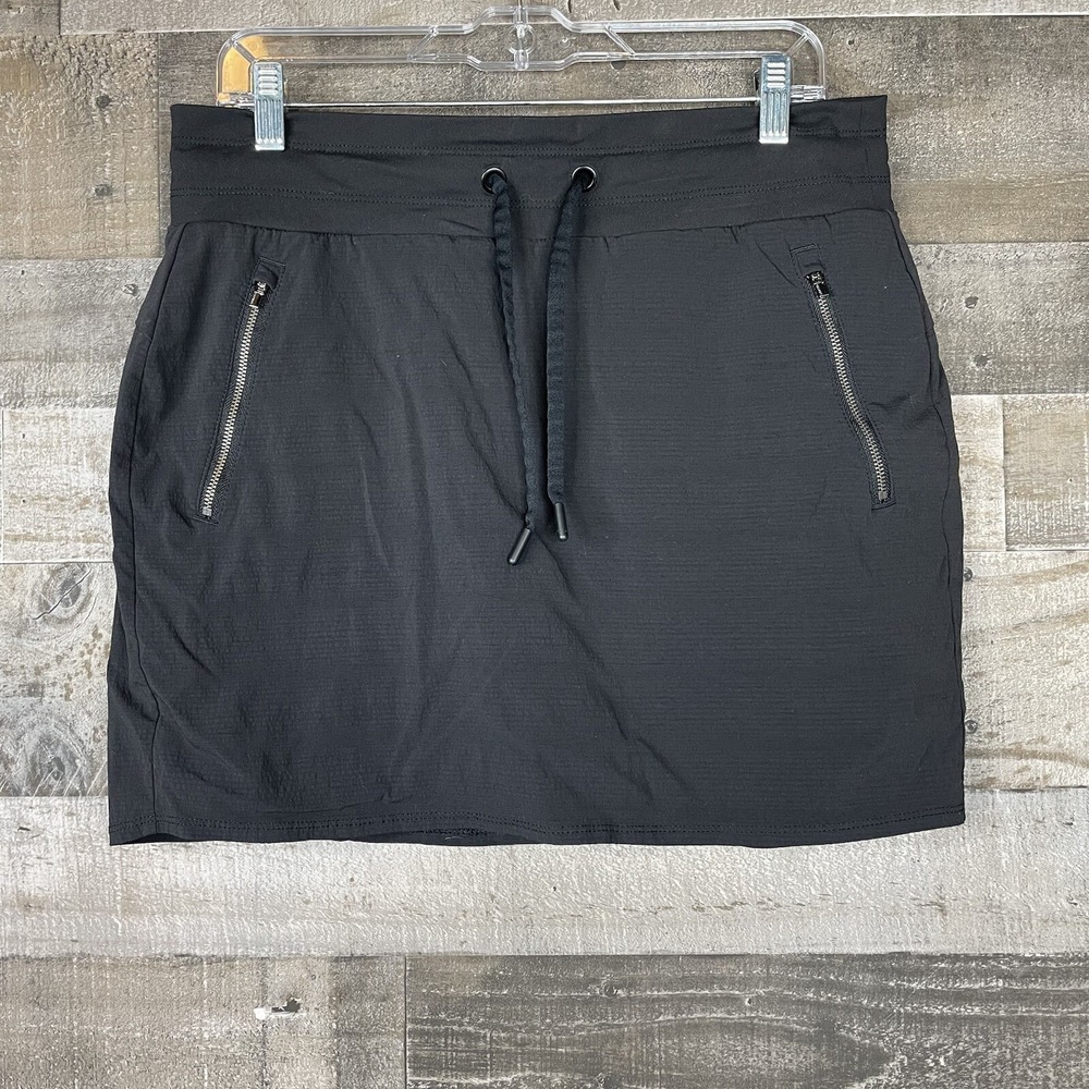 Athleta Modern‎ Metro Skort Womens Size 10 Black Stretch Drawstring Mini Pull On